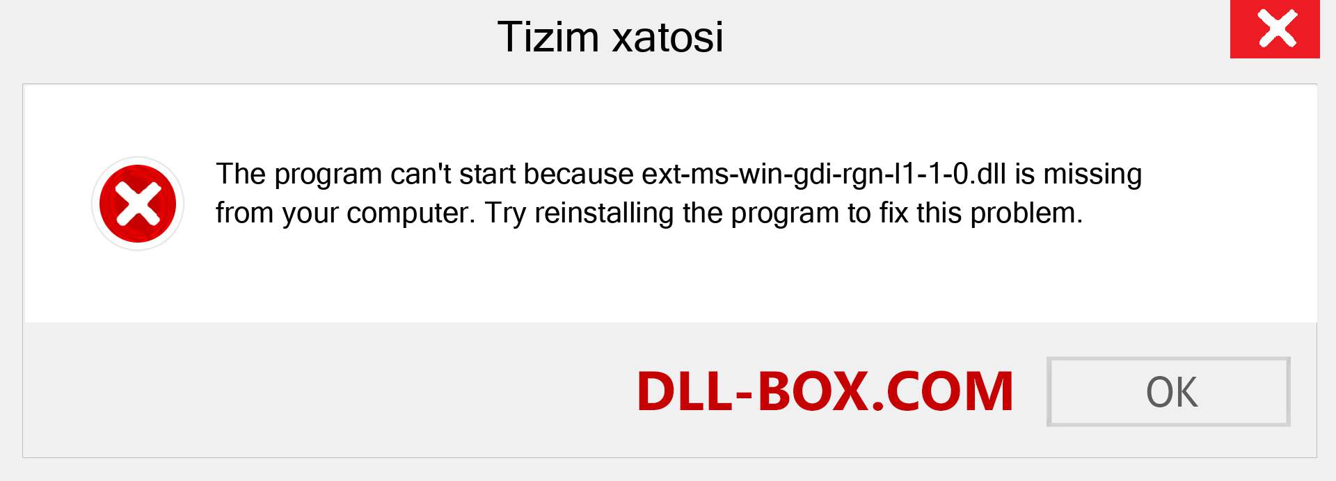 ext-ms-win-gdi-rgn-l1-1-0.dll fayli yo'qolganmi?. Windows 7, 8, 10 uchun yuklab olish - Windowsda ext-ms-win-gdi-rgn-l1-1-0 dll etishmayotgan xatoni tuzating, rasmlar, rasmlar